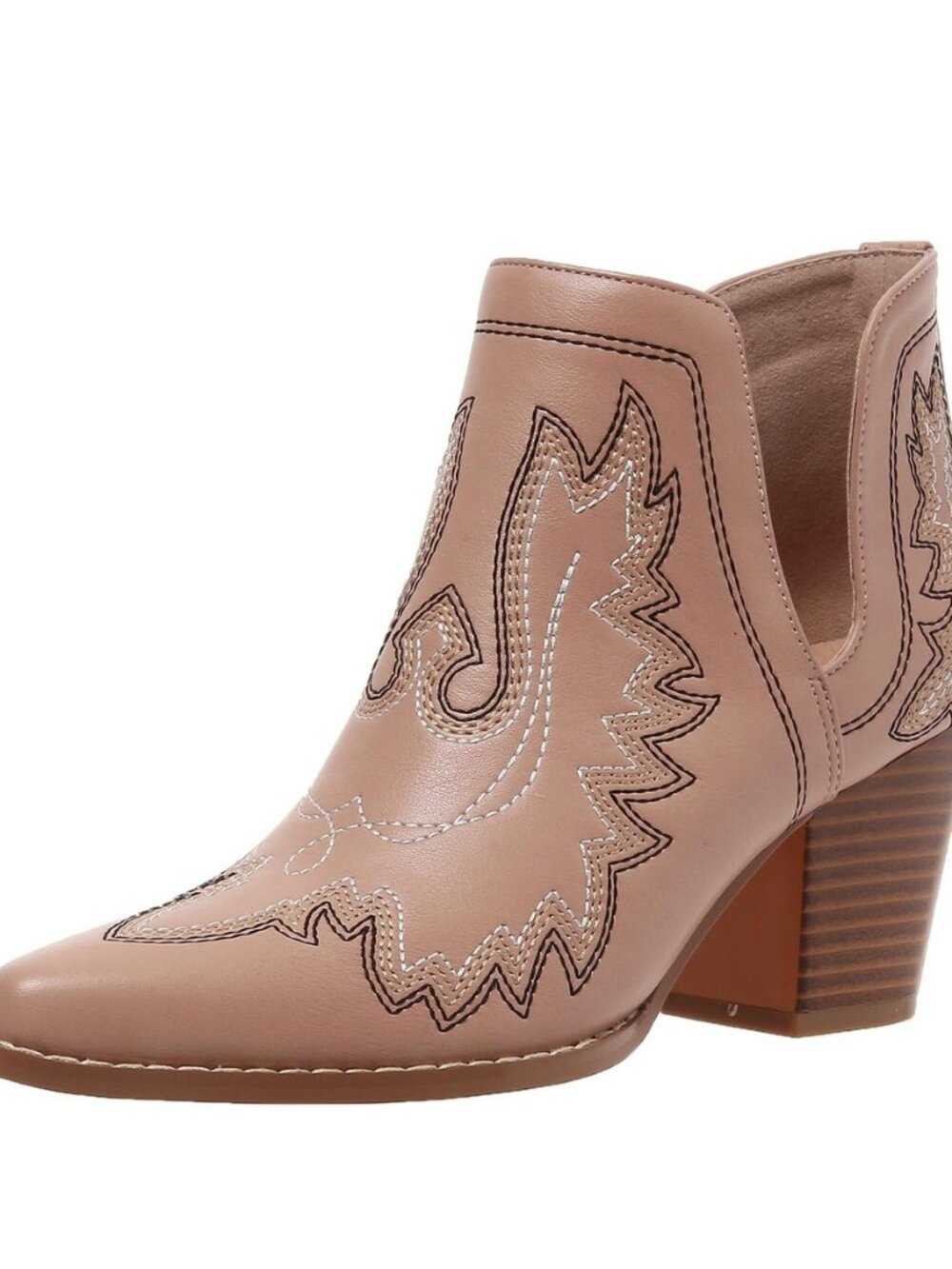Women's Cowboy Boots Cowgirl Ankle Pointed Toe Chunky Heel Cutout